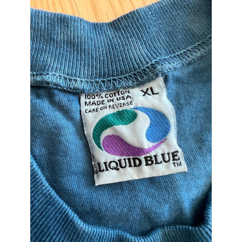 Vintage Liquid Blue 1996 Further Festival Blue Tie Dye T Shirt Size XL - Picture 2 of 12